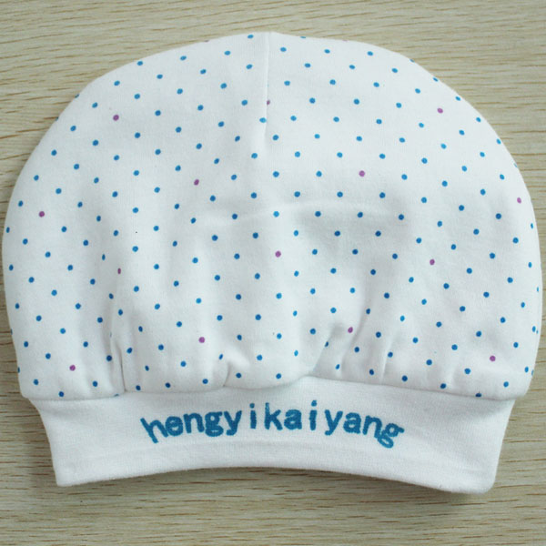 亨藝開陽純棉針織寶寶帽(藍點)