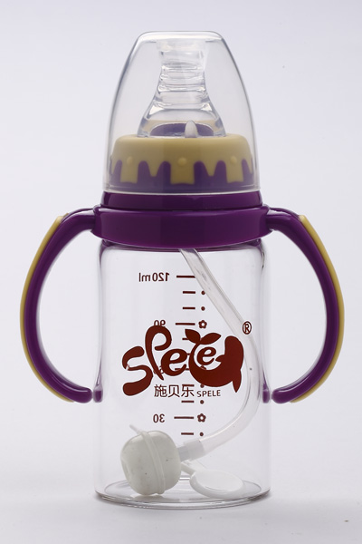 施貝樂標口弧形帶柄玻璃奶瓶120ml
