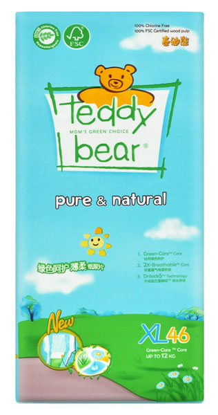 泰迪熊綠色呵護大包裝嬰兒紙尿褲XL碼