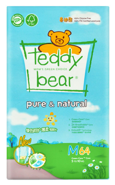 泰迪熊綠色呵護(hù)嬰兒紙尿褲大包裝M碼