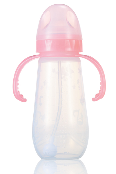 媽媽易240毫升全自動雙柄寬口硅膠奶瓶(pp包裝)粉色