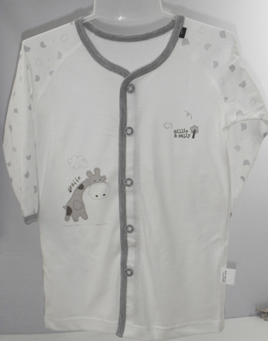 娃愛的蓓蓓灰色邊開衫純棉上衣