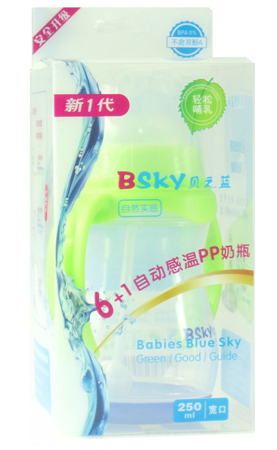 貝之藍(lán)6+1寬口自動感溫PP奶瓶250ml綠色