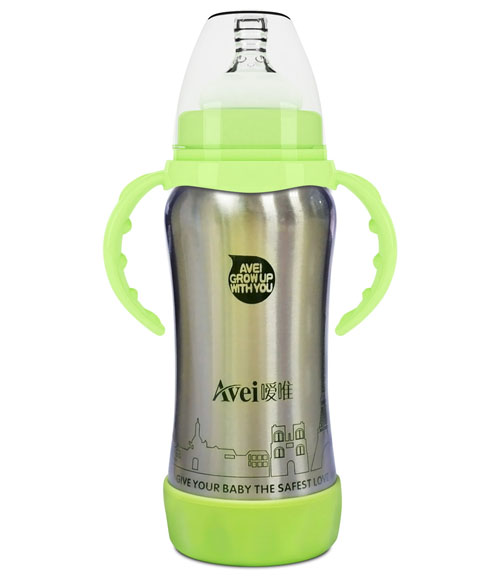 噯唯寬口徑帶柄自動不銹鋼保溫奶瓶(180ml)
