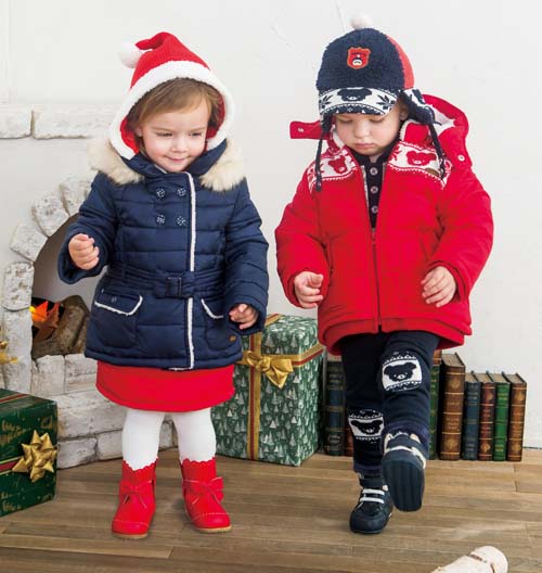 阿卡邦藍色蝴蝶結羽絨服