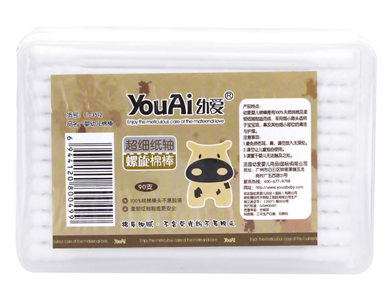 幼愛90支超細紙軸螺旋棉棒