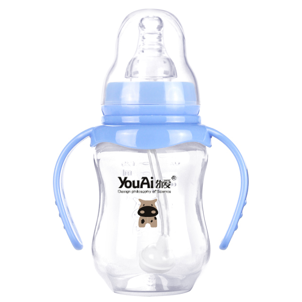 幼愛PP標口帶柄自動吸葫蘆奶瓶125ml