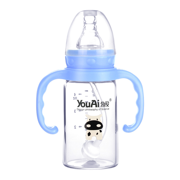 幼愛帶柄自動吸晶鉆玻璃標口奶瓶120ml