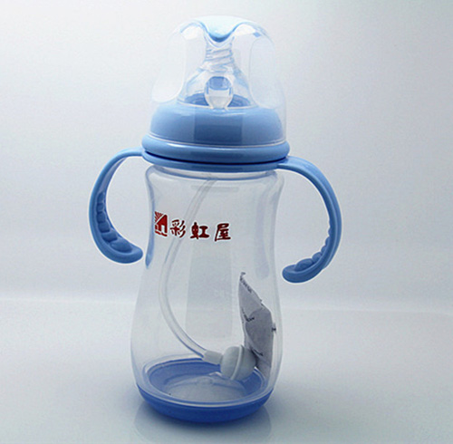 彩虹屋PP寬口徑感溫奶瓶330ML藍色