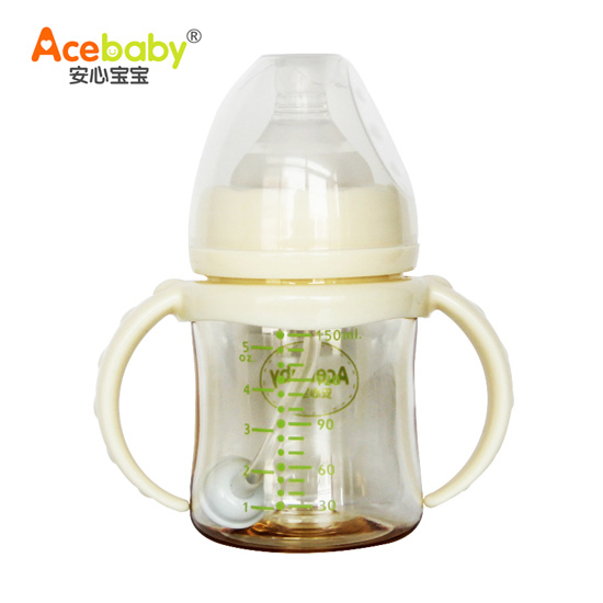安心寶寶150ml-PPSU雙耳自動(dòng)寬口奶瓶黃色手柄