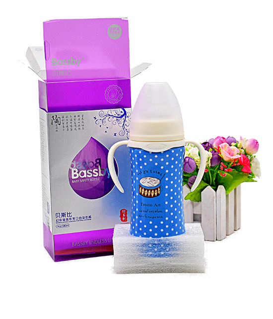 貝斯比幻彩瓷弧形寬口自動奶瓶280ML