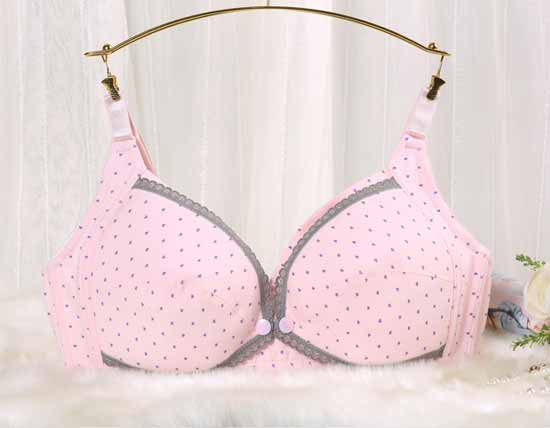 元曼零感輕盈515前開扣無鋼托哺乳內衣內褲粉紅玉點