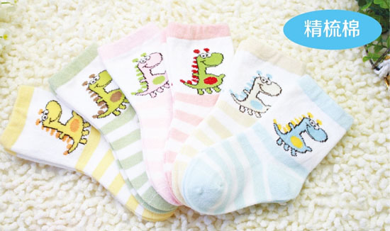 金色小魚精梳棉嬰童襪(1--3歲)