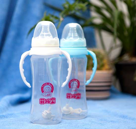菲兒寶240毫升PP全自動標口奶瓶(白藍)
