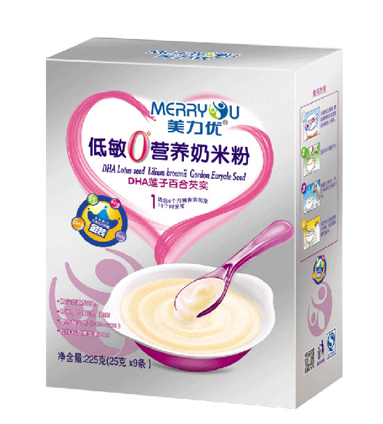 美力優DHA蓮子百合芡實低敏0°營養奶米粉1段