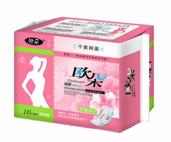 歐朵干爽網面16片夜用護翼衛生巾