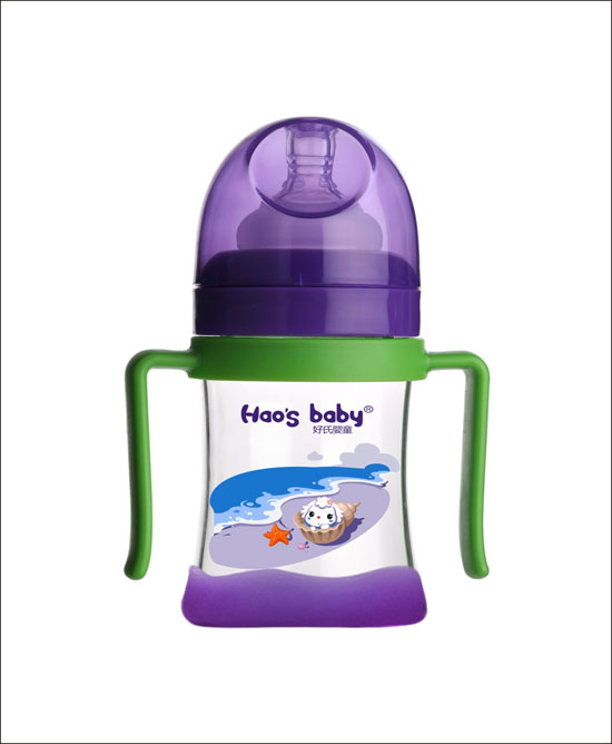 好氏嬰童海螺印花綠色雙柄奶瓶(小)