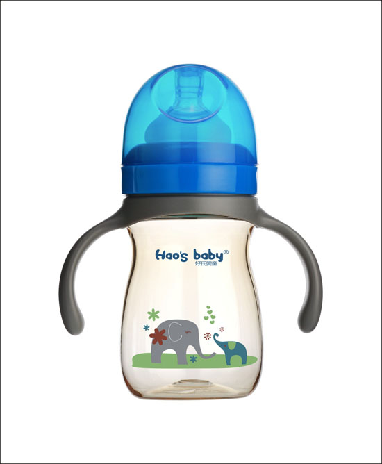 好氏嬰童小象印花藍色雙柄奶瓶(小)