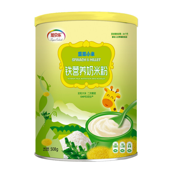 旭貝樂菠菜小米鐵營養奶米粉罐裝