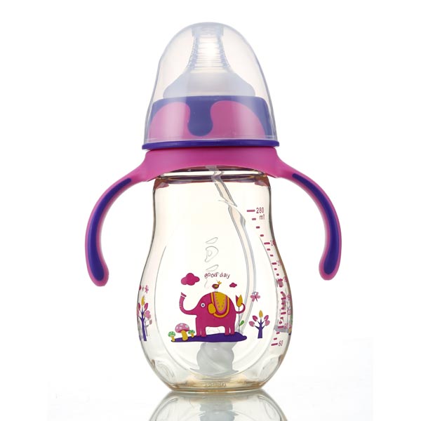 優嘻噯PPSU有柄仿生自動奶瓶280ml紫色
