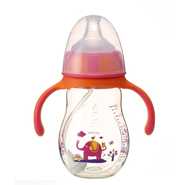 優嘻噯PPSU有柄仿生自動奶瓶240ml紅色