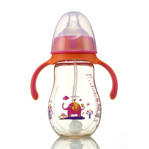 優嘻噯PPSU有柄仿生自動奶瓶280ml紅色