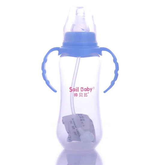 帥貝比240ML葫蘆帶柄自動吸PP奶