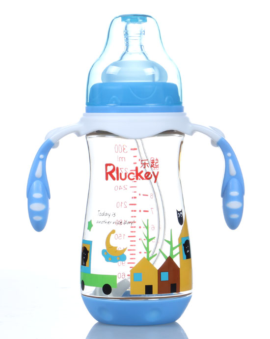 樂起弧形有耳PPSU奶瓶藍(lán)色300ml