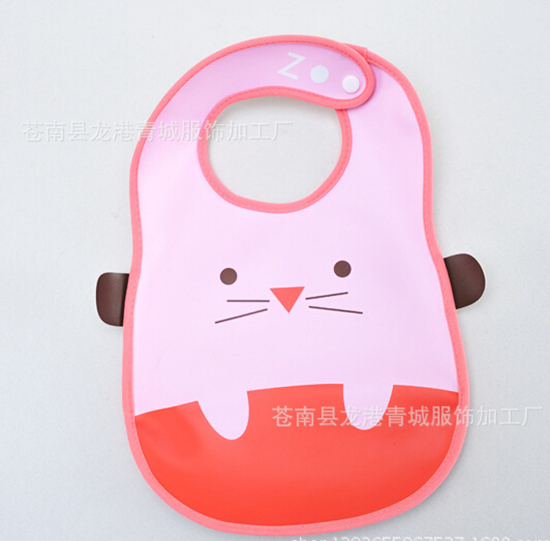 嬰兒童防水PVC軟塑料立體圍嘴粉