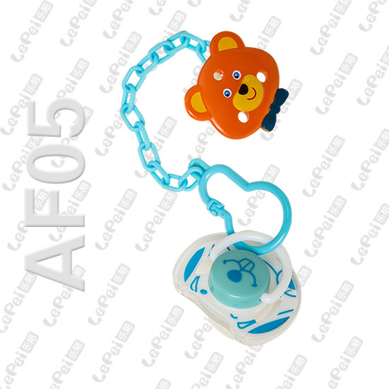 樂陪可愛動物帶鏈安撫奶嘴藍