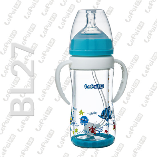 樂陪玻璃奶瓶天藍