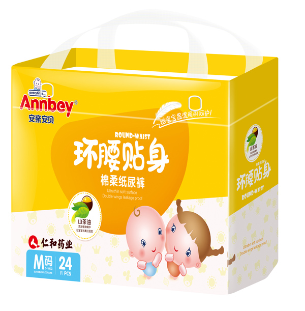 安親安貝環腰貼身棉柔紙尿褲M碼24片