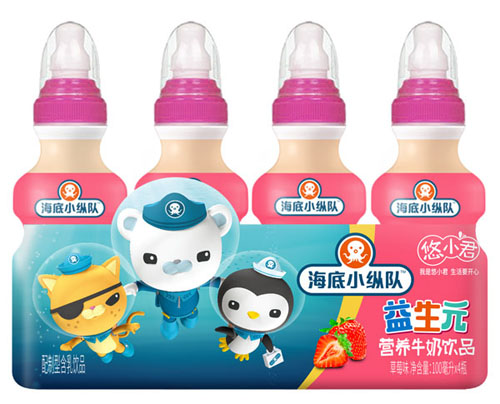 海底小縱隊益生元草莓味營養牛奶飲品四瓶