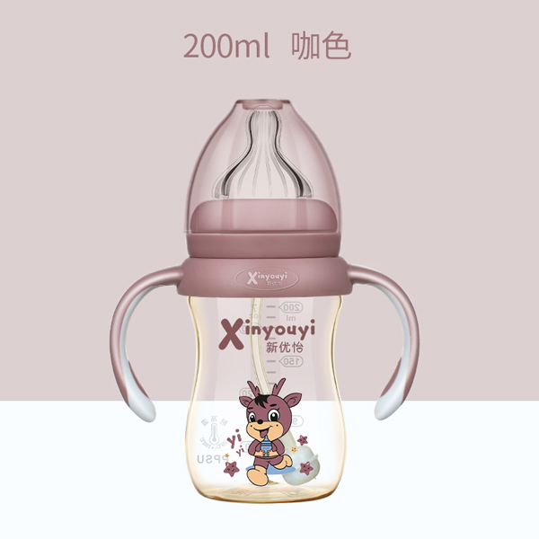 新優怡雙色PPSU奶瓶200ml 咖色