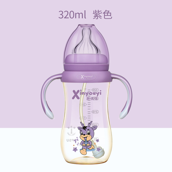 新優怡雙色PPSU奶瓶320ml 紫色