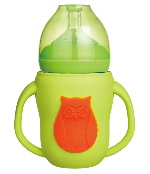 新優怡硅膠保護層玻璃奶瓶 綠色 大