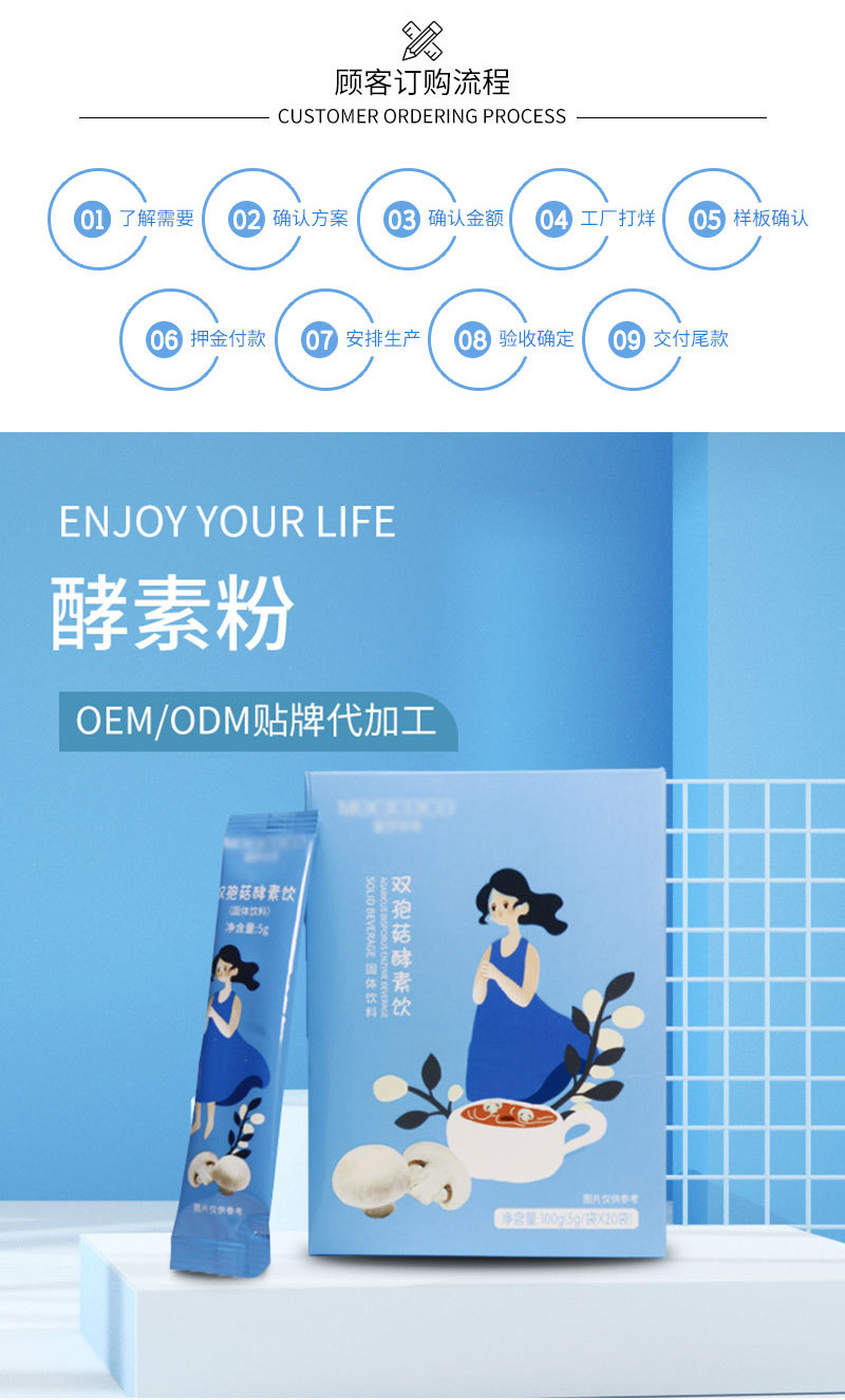 酵素益生菌粉OEM定制酵素粉劑雙孢菇果蔬膳食纖維腸道護理孝素粉2.jpg