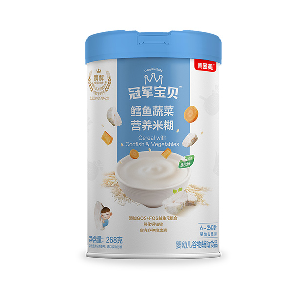 貝因美冠軍寶貝鱈魚蔬菜營養米糊268克.jpg 貝因美冠軍寶貝鱈魚蔬菜營養米糊268克.jpg