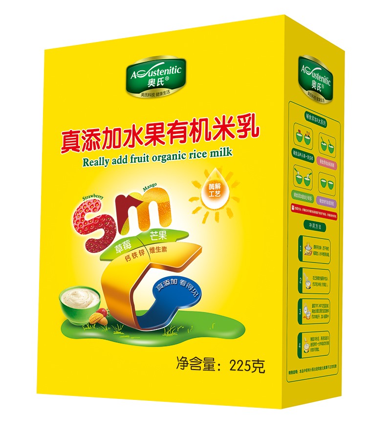 奧氏真添加水果有機米乳 225克盒裝