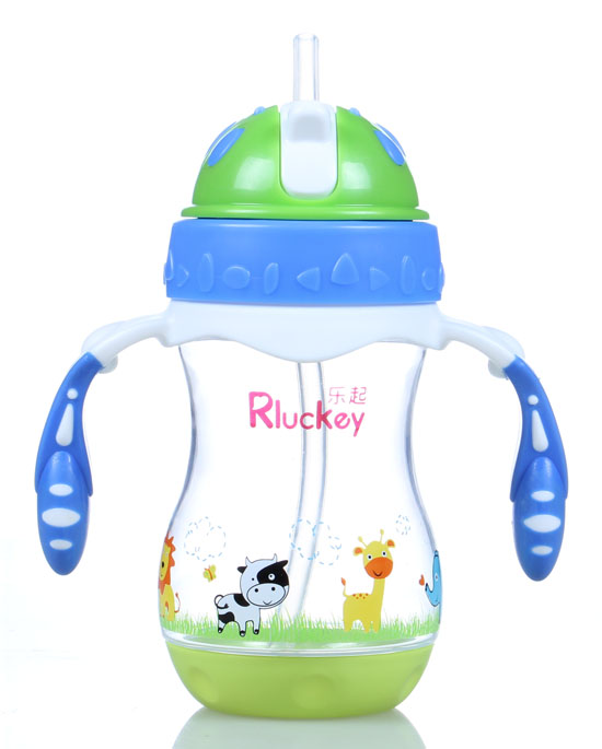 樂起PP帶吸管水壺240ml藍色