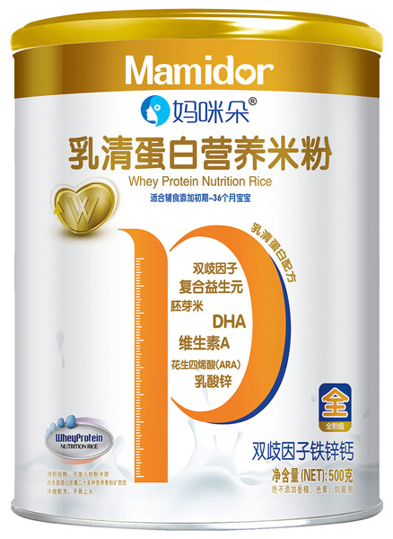 媽咪朵雙歧因子鐵鋅鈣乳清蛋白營養米粉罐裝