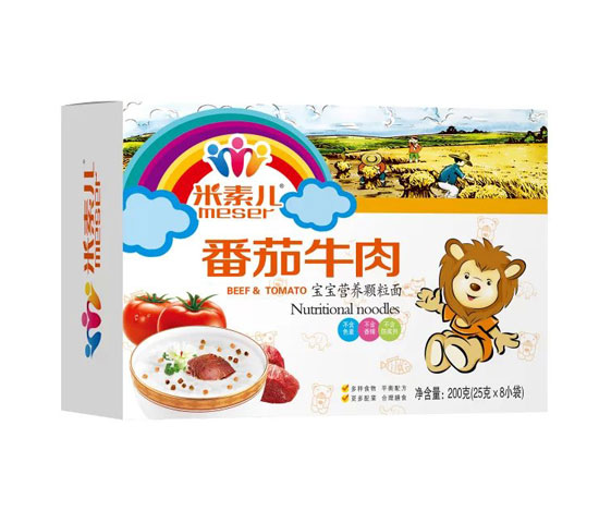 米素兒番茄牛肉寶寶營養(yǎng)顆粒面
