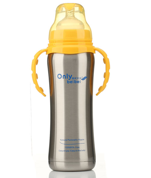 唯昵貝貝寬口保溫奶瓶300ml黃色