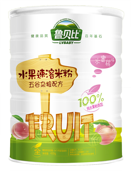 魯貝比五谷雜糧配方配方水果速溶米粉聽裝